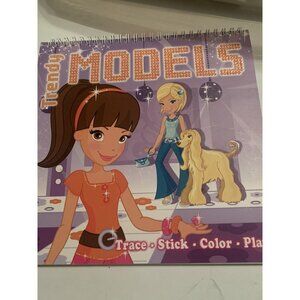 Trendy Model Activity Book Coloring & Stickers Purple Cover w/ Puppy Dog fashion